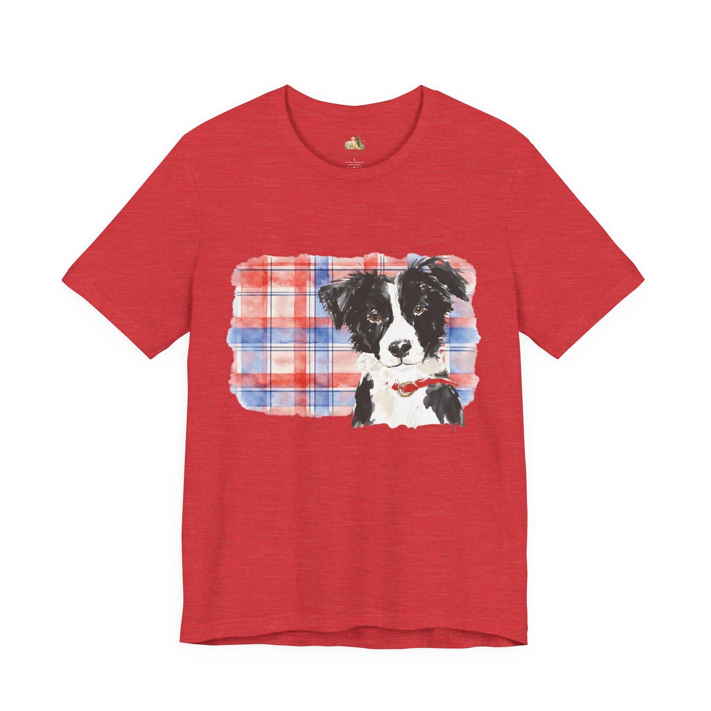 Plaid Pup Graphic Tee — Border Collie Watercolor Shirt