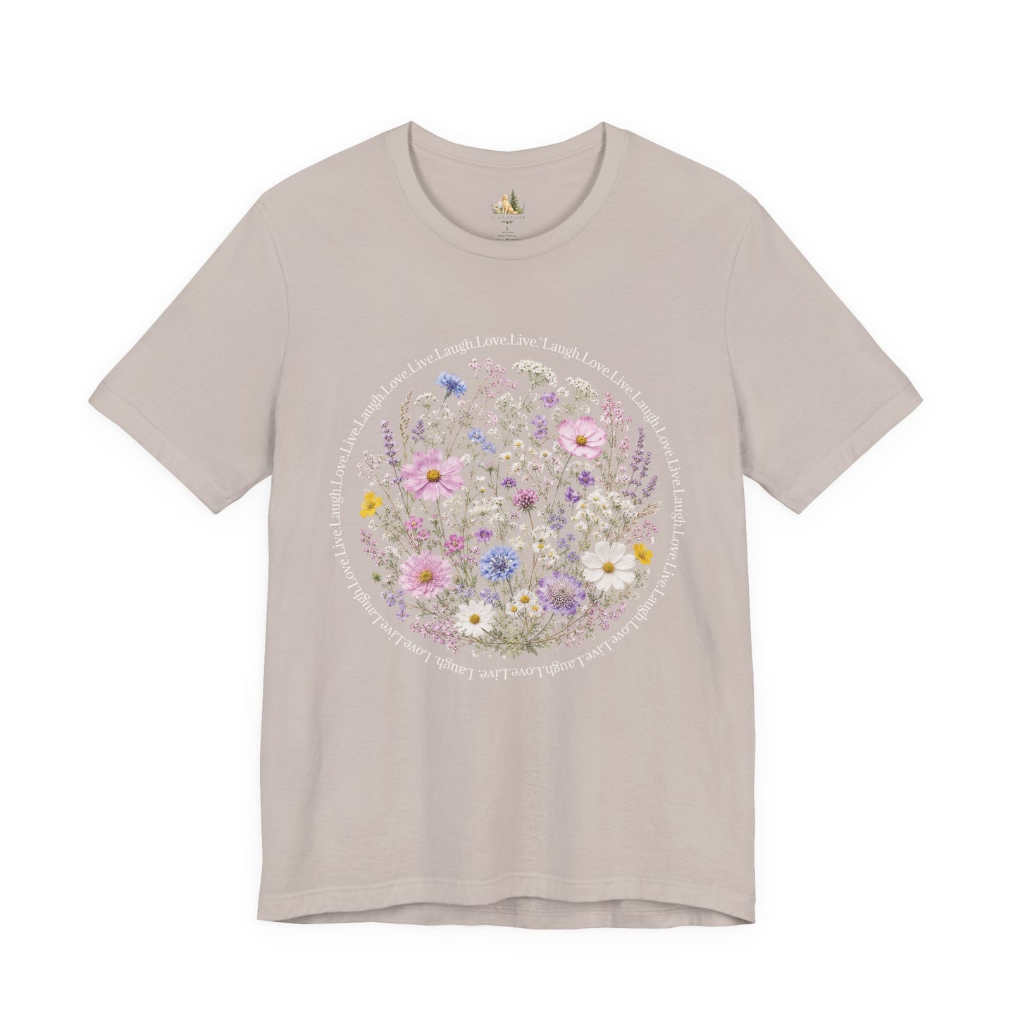 Wildflower Circle T-Shirt — Floral 'Love' Typography Tee