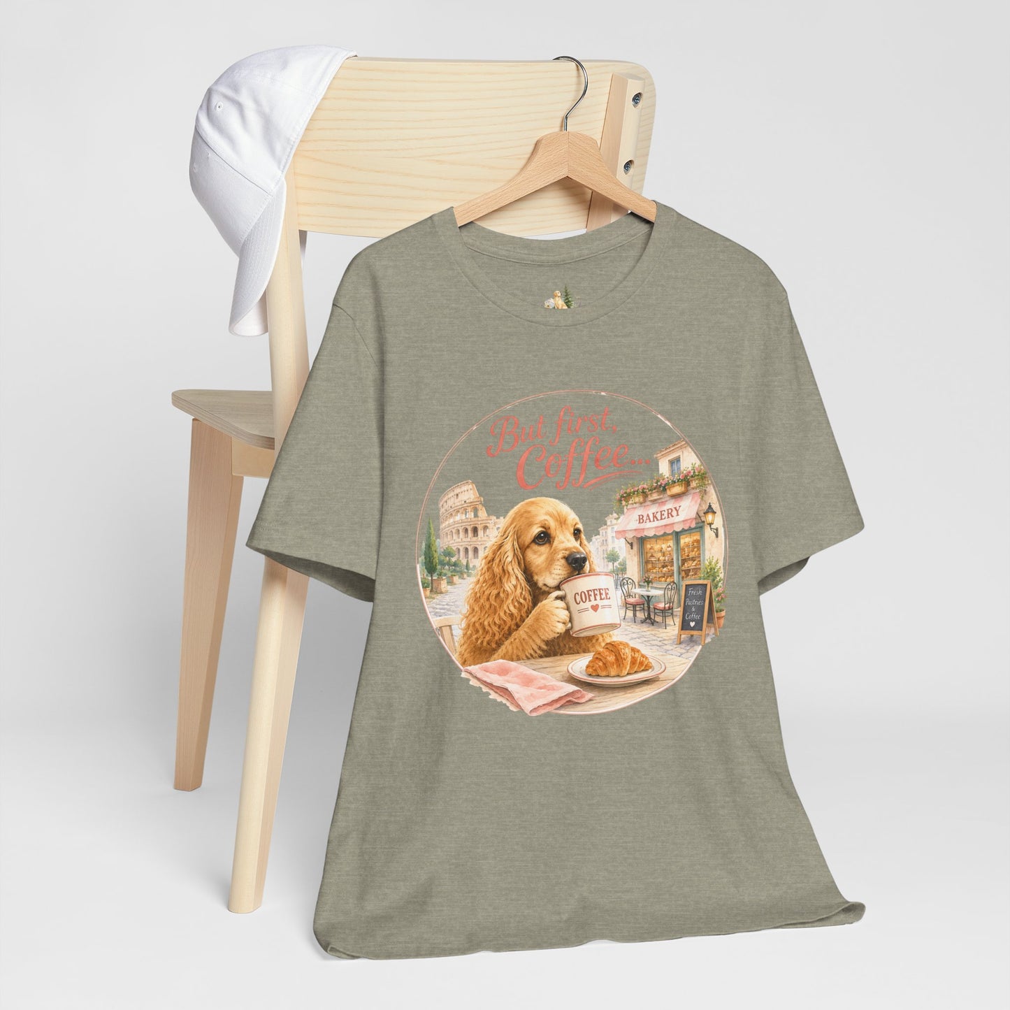 But First Coffee T‑Shirt — Cute Dog Café Graphic Tee