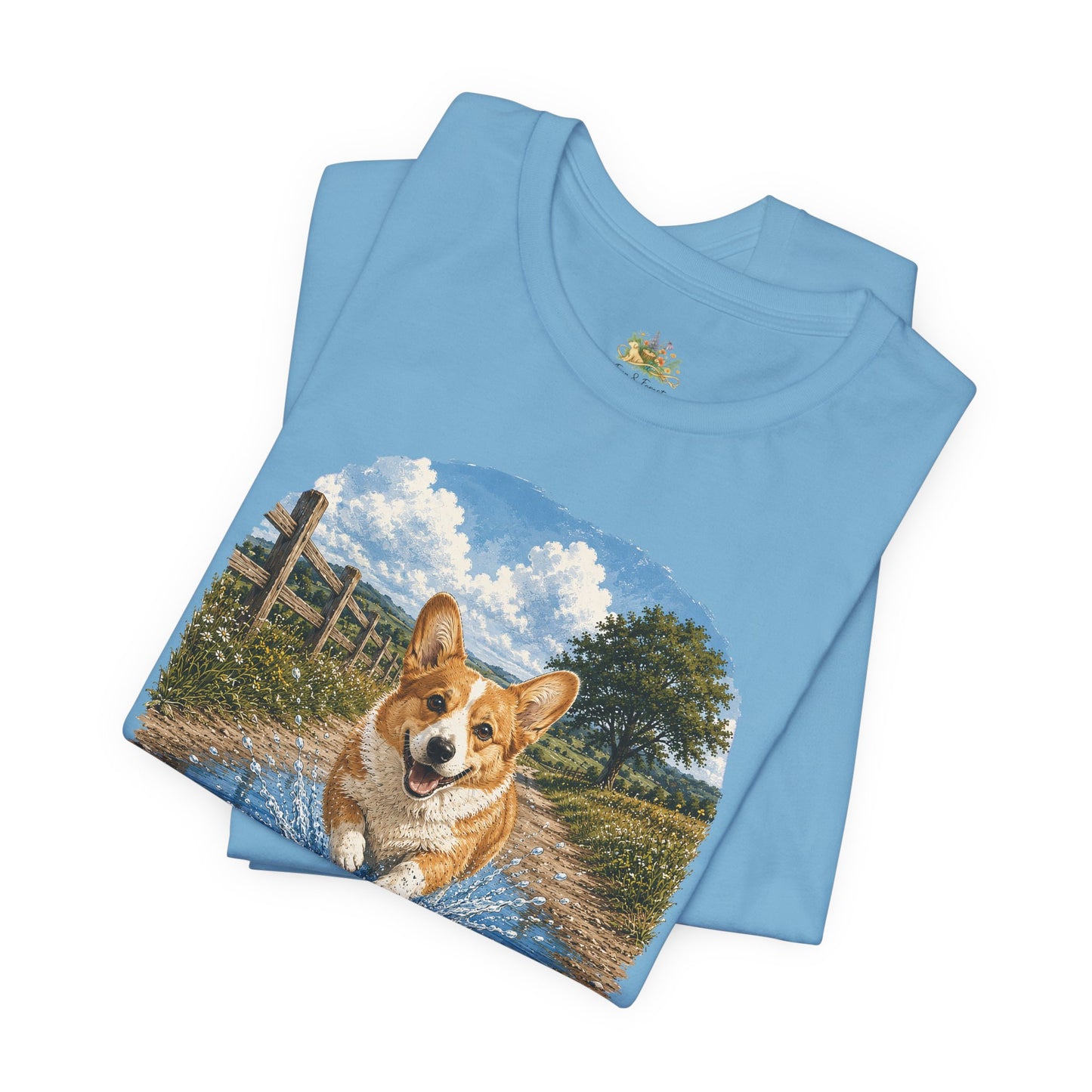 Corgi Splash T-Shirt — Playful Dog Graphic Tee