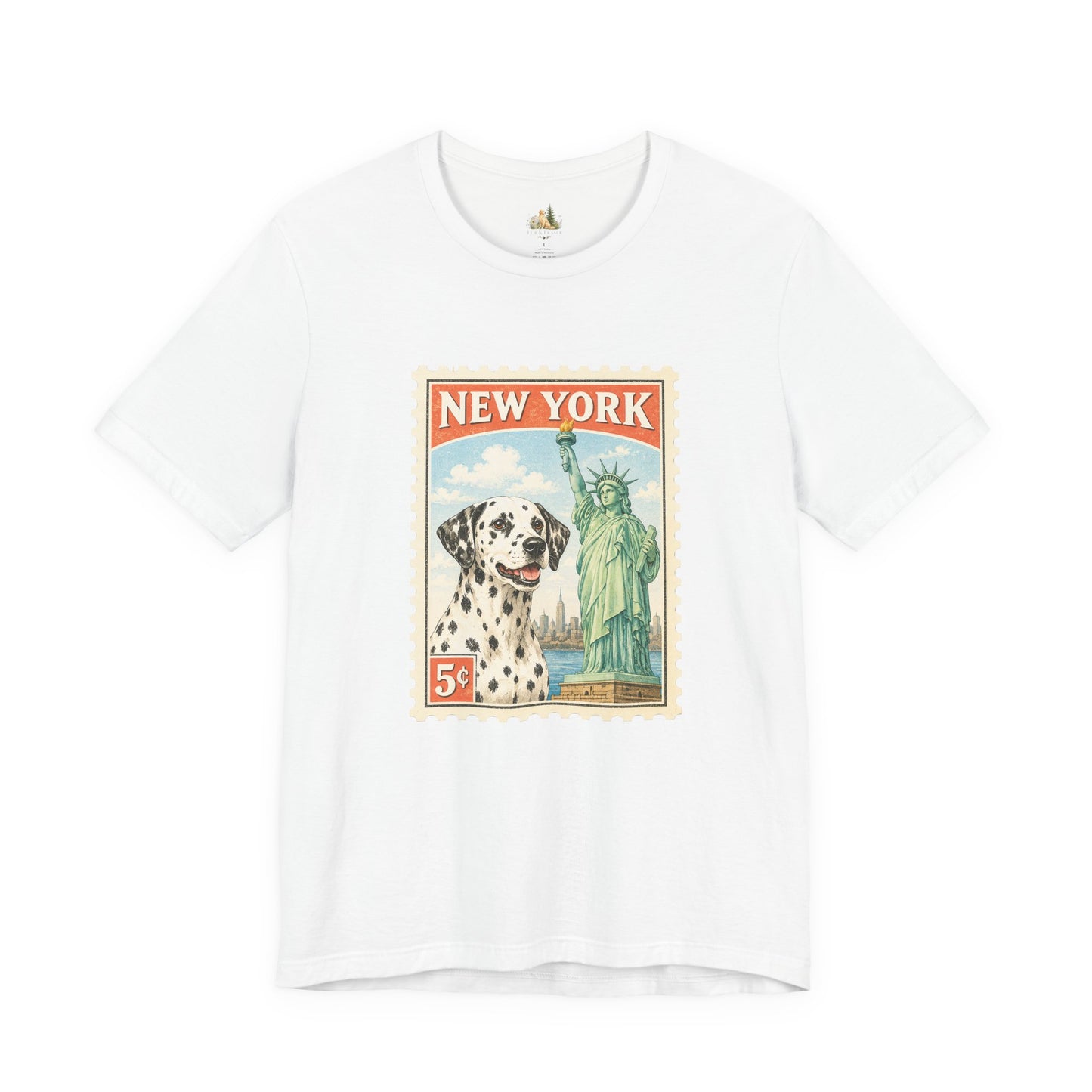 New York Dalmatian T-Shirt | Statue of Liberty Vintage Postage