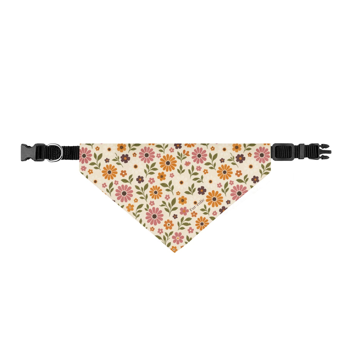 Floral Clip-On Pet Bandana — Vintage Sunflower & Daisy Print for Dogs & Cats