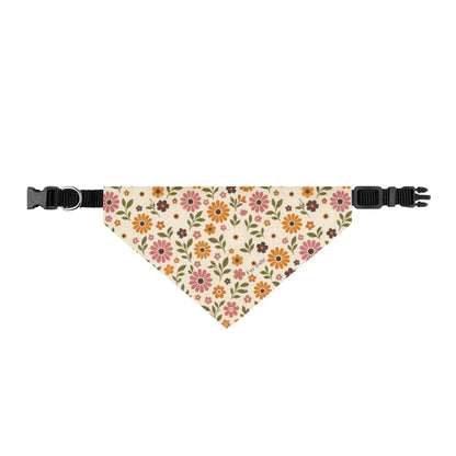 Floral Clip-On Pet Bandana — Vintage Sunflower & Daisy Print for Dogs & Cats