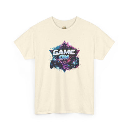 Game On T-Shirt — Retro Neon Gamer Tee with Controller Graphic (Heavy Weight Tee)