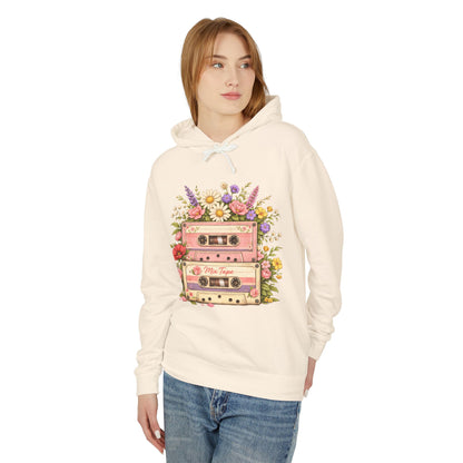 Vintage Cassette Floral Hoodie — Retro Tape 'Mix Tape' Sweatshirt