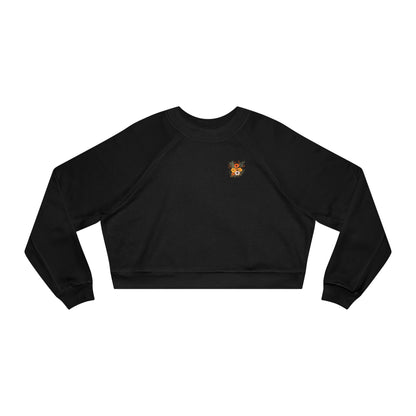 Cropped Pullover — Tiny Fiery Flowers Embroidered Fleece
