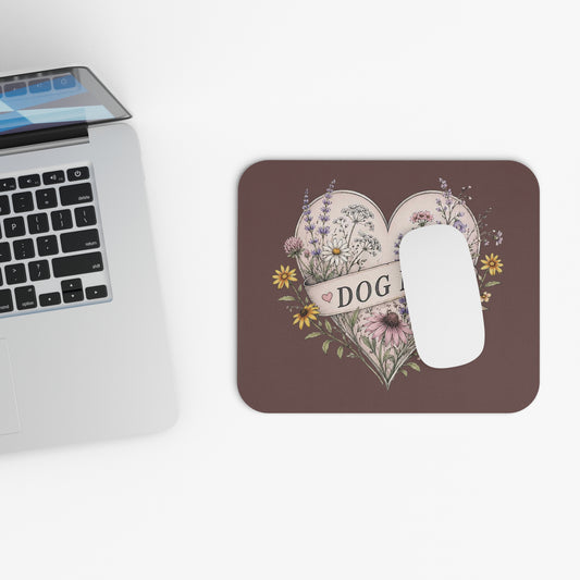 Dog Mom Floral Mouse Pad — Heart-shaped Wildflower Design