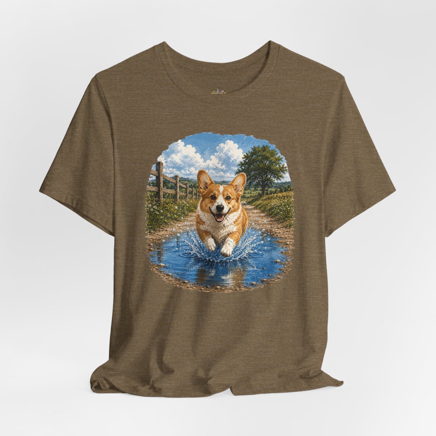 Corgi Splash T-Shirt — Playful Dog Graphic Tee