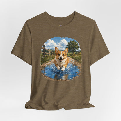 Corgi Splash T-Shirt — Playful Dog Graphic Tee
