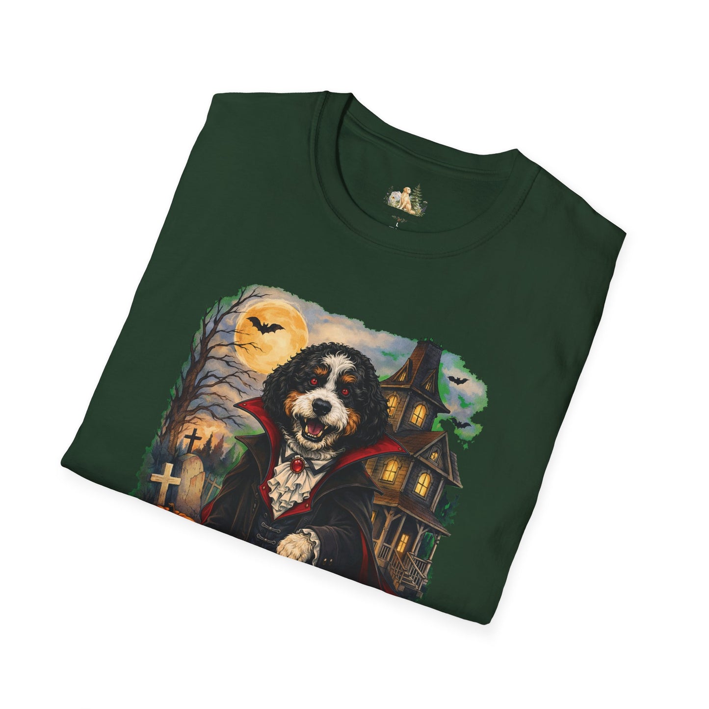 Unisex Halloween Bernese Mountain Dog Costume Tee – What Tails Lurks Behind The Pines Collection