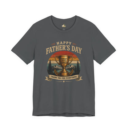 Father's Day Tee — "World's Best Dad" Trophy Vintage Camping Shirt