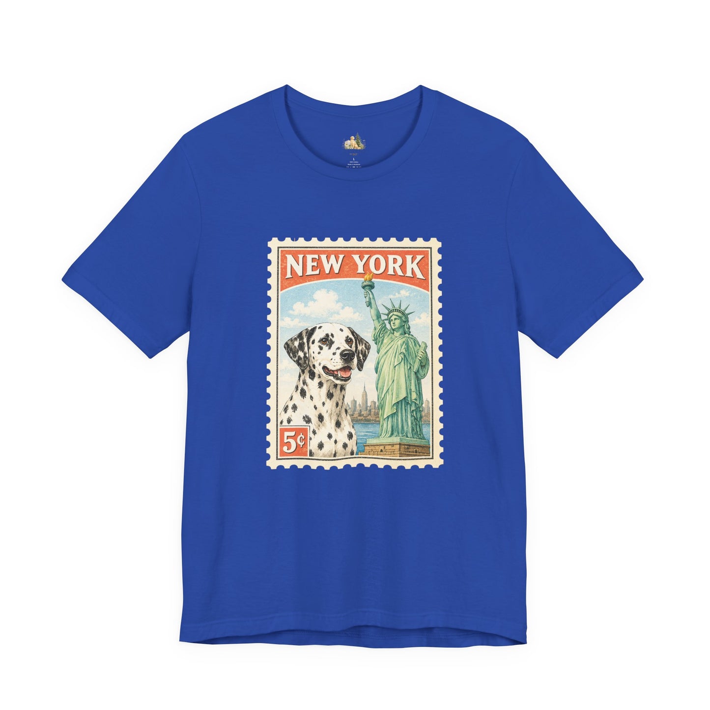 New York Dalmatian T-Shirt | Statue of Liberty Vintage Postage