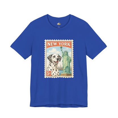 New York Dalmatian T-Shirt | Statue of Liberty Vintage Postage