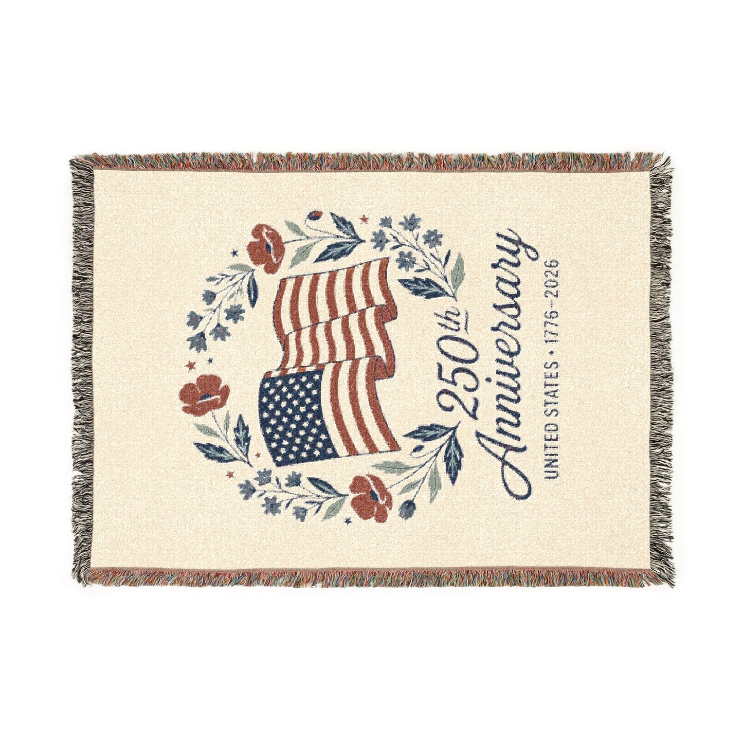 25th Anniversary American Flag Woven Blanket — Patriotic Anniversary Throw
