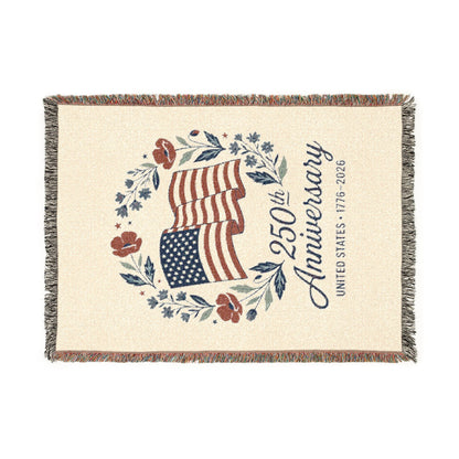 25th Anniversary American Flag Woven Blanket — Patriotic Anniversary Throw