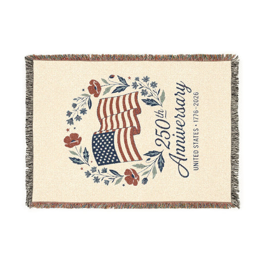 25th Anniversary American Flag Woven Blanket — Patriotic Anniversary Throw