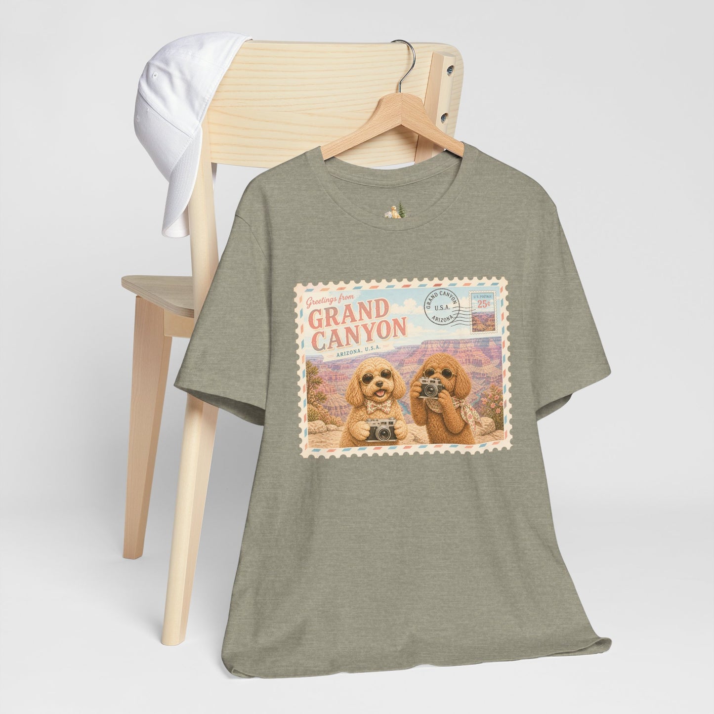 Grand Canyon Pups T-Shirt | Vintage Postcard Dogs Travel Design