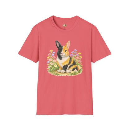 Harlequin Rabbit Floral T-Shirt (Light Weight, Ultra Soft)
