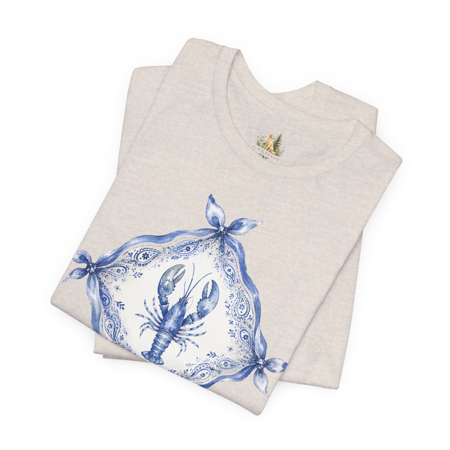 T-Shirt — Blue Delft Lobster Bandana Graphic Tee