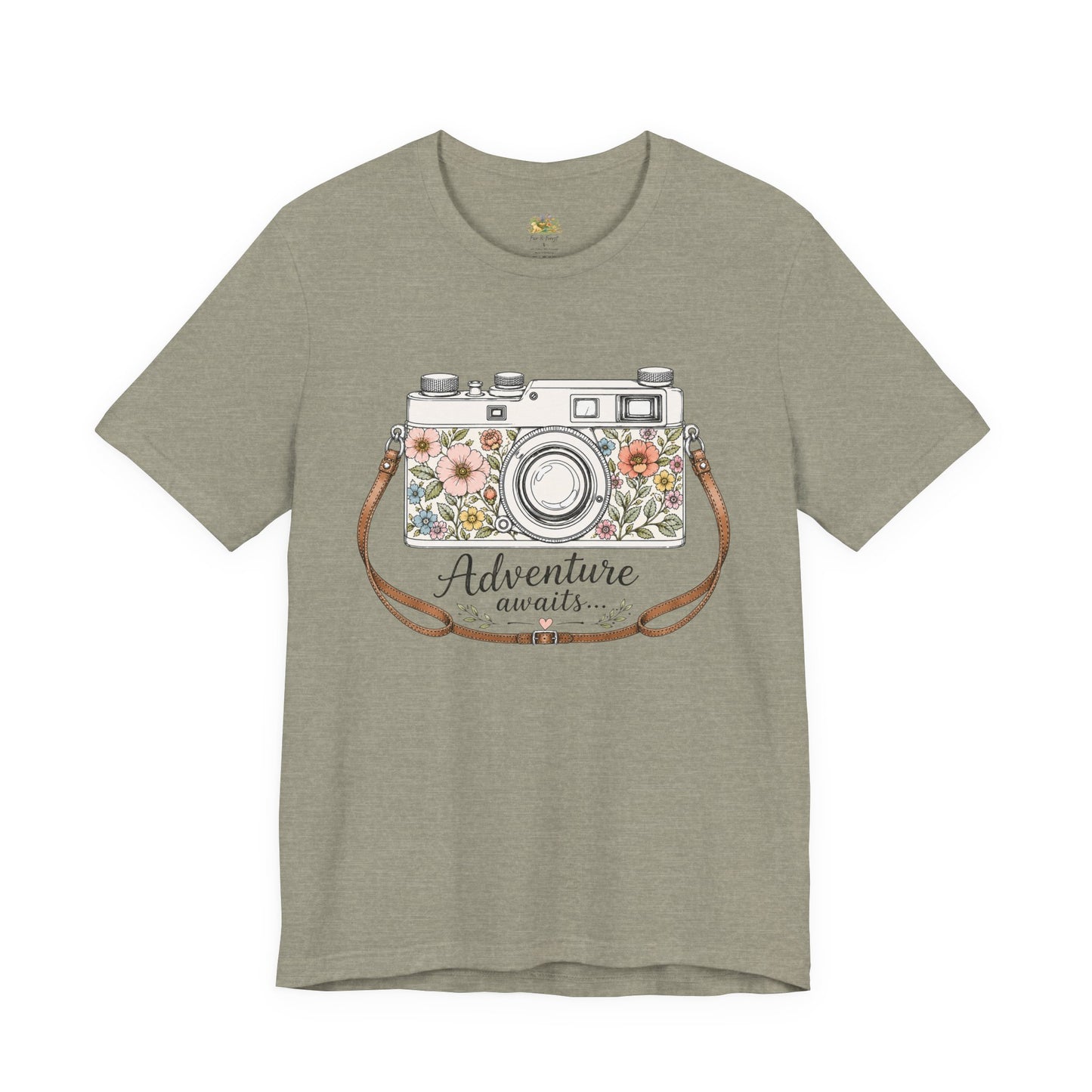 Floral Vintage Camera Adventure Awaits T-Shirt | Photography Travel Tee