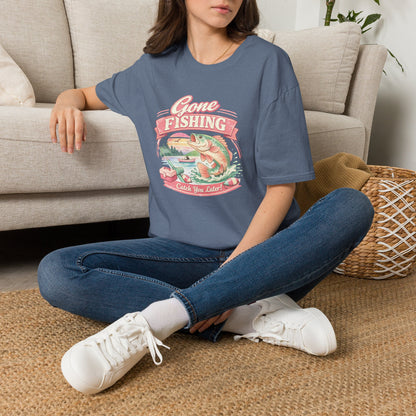 Gone Fishing T-Shirt – Retro Bass Fishing Graphic Tee (Catch You Later) Light Weight, Ultra Soft Tee
