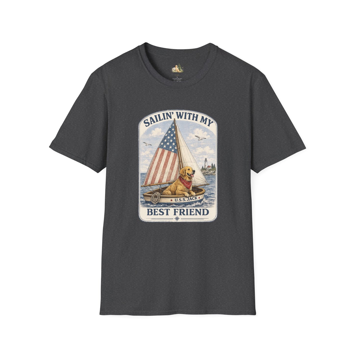 Sailin' With My Best Friend T-Shirt – Patriotic Labrador Dog Sailing Tee (Light Weight, Ultra Soft T-shirt)