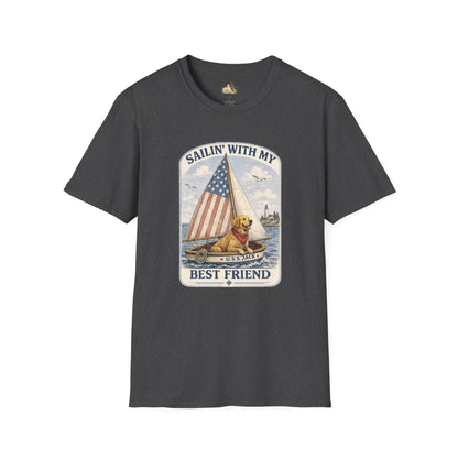 Sailin' With My Best Friend T-Shirt – Patriotic Labrador Dog Sailing Tee (Light Weight, Ultra Soft T-shirt)