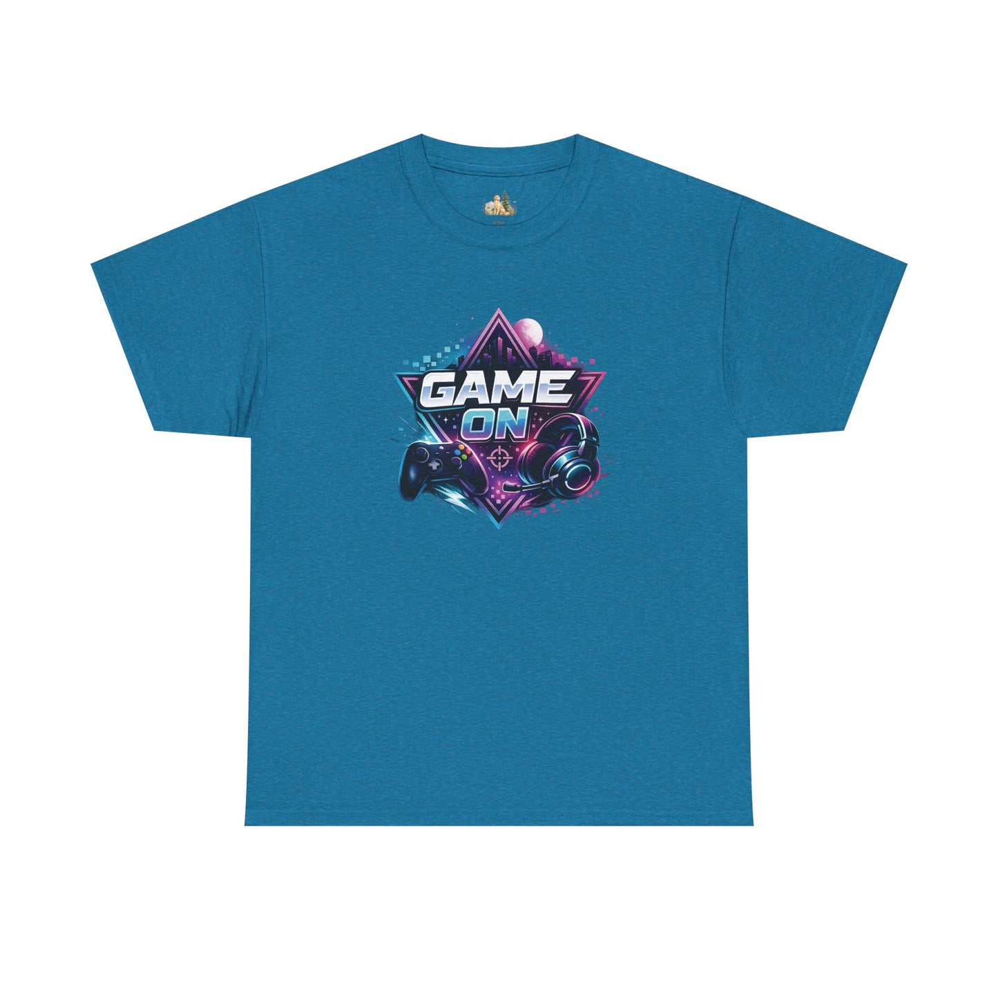 Game On T-Shirt — Retro Neon Gamer Tee with Controller Graphic (Heavy Weight Tee)