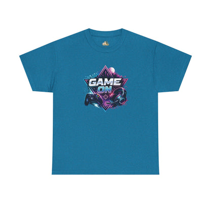 Game On T-Shirt — Retro Neon Gamer Tee with Controller Graphic (Heavy Weight Tee)