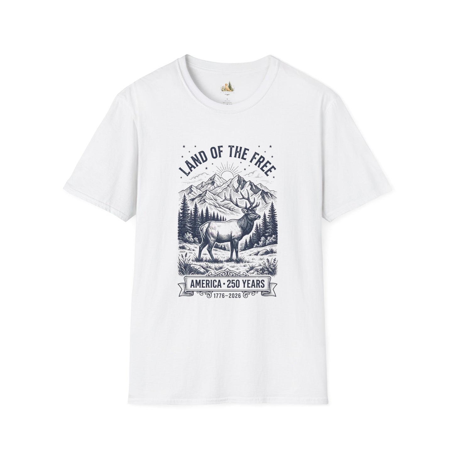 Land of the Free Mountain T-Shirt — Patriotic Wilderness Graphic Tee