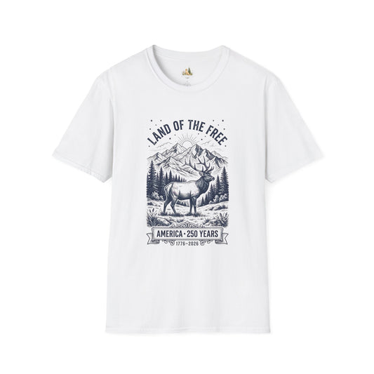 Land of the Free Mountain T-Shirt — Patriotic Wilderness Graphic Tee