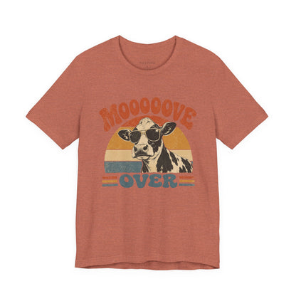 Mooove Over Cow Tee – Retro Vintage Farm Animal Graphic T-Shirt