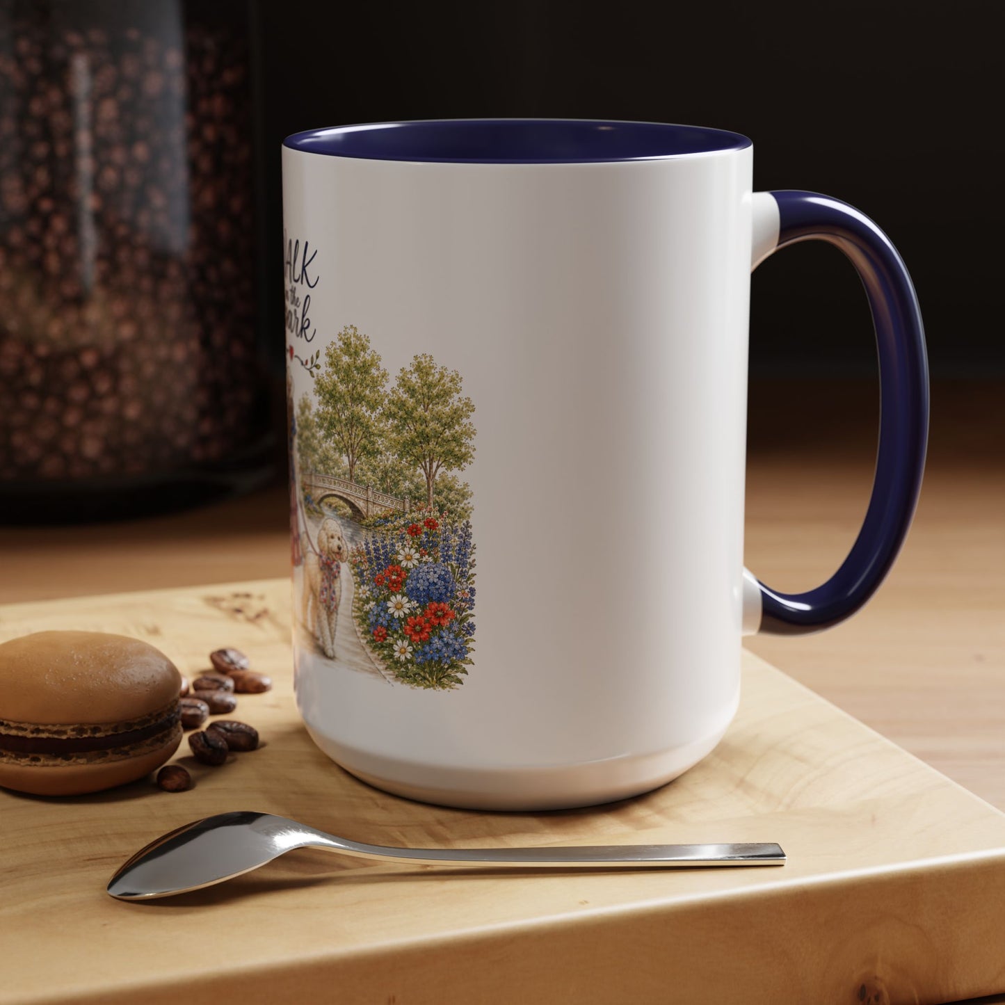 Walk in the Park girl with dog Mug | Accent coffee mug 11oz 15oz