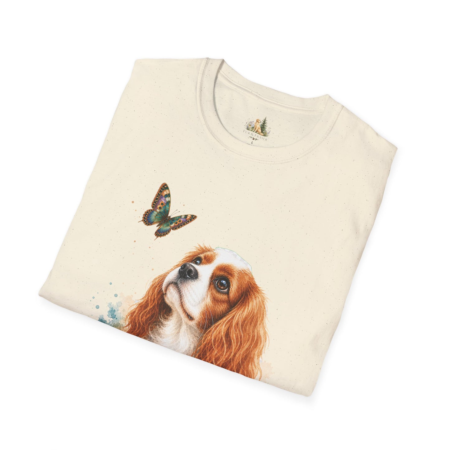 Cavalier King Charles T-Shirt — Watercolor Dog & Butterfly Graphic