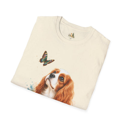 Cavalier King Charles T-Shirt — Watercolor Dog & Butterfly Graphic
