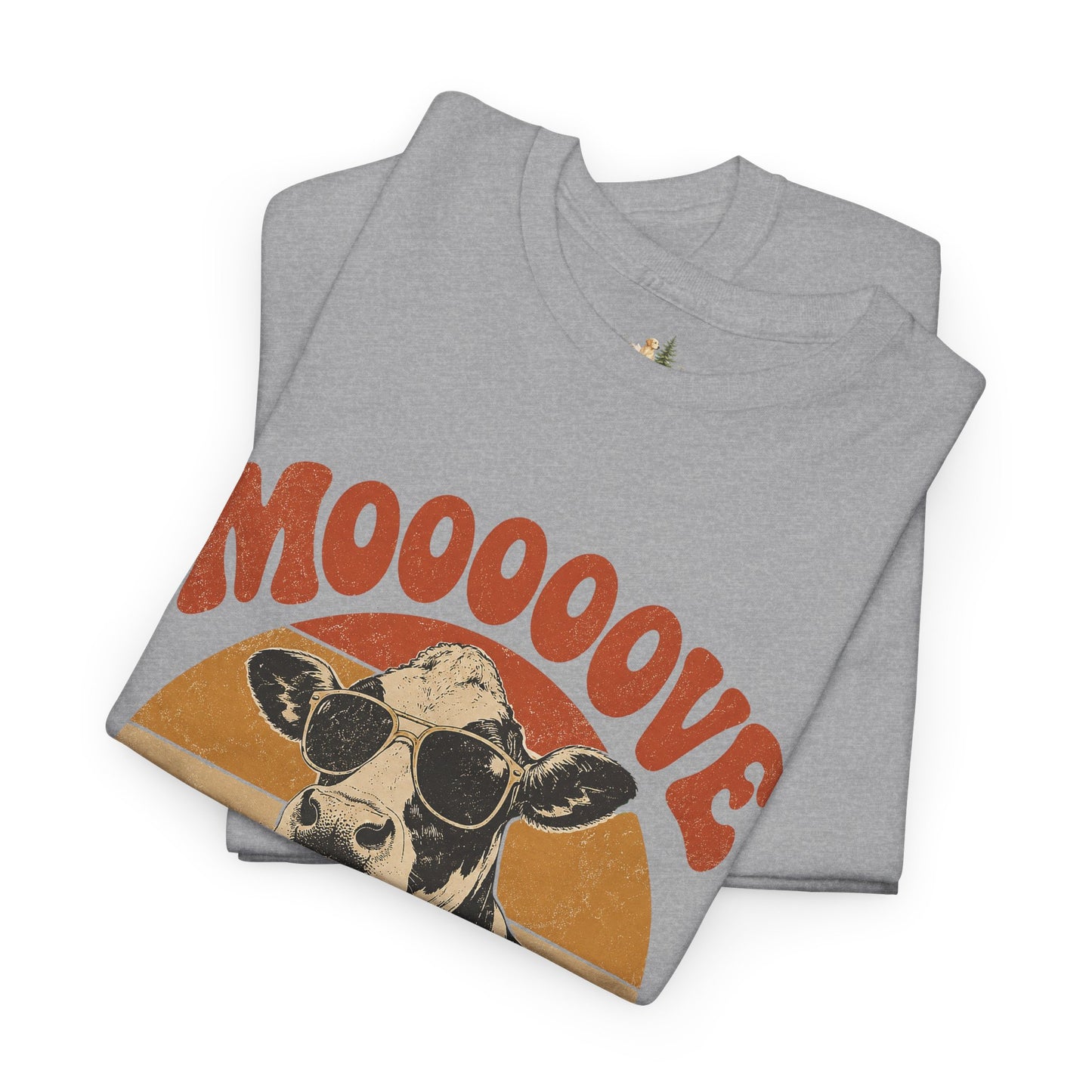 Mooove Over Cow Tee – Retro Vintage Farm Animal Graphic T-Shirt (Heavy Weight Tee)