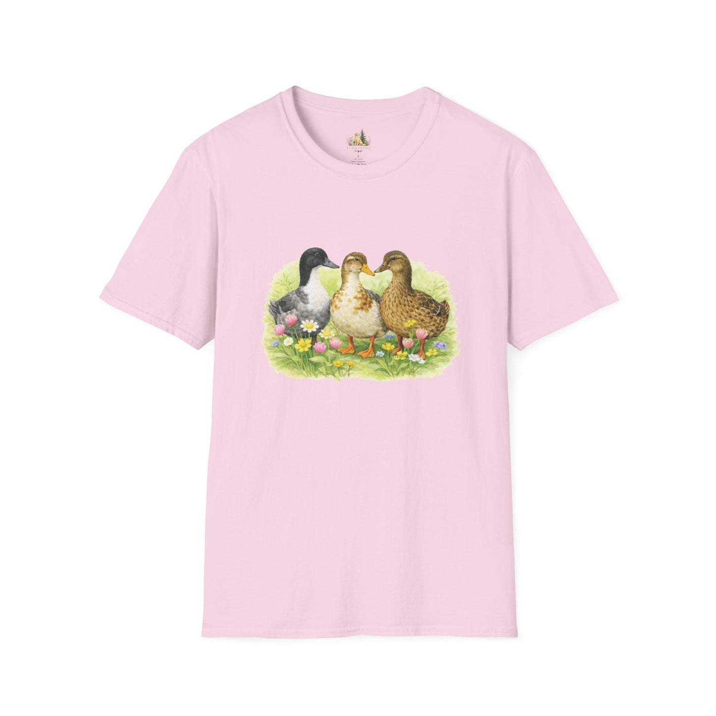 Unisex Spring Duck Family T-Shirt — Cute Ducklings Floral Vintage Tee (Light Weight, Ultra Soft Tee