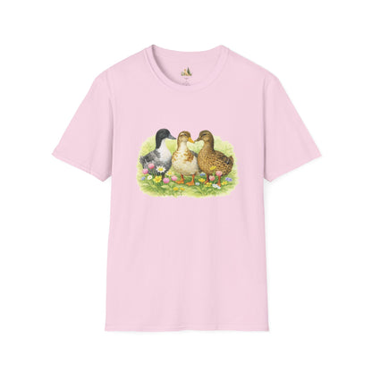 Unisex Spring Duck Family T-Shirt — Cute Ducklings Floral Vintage Tee (Light Weight, Ultra Soft Tee