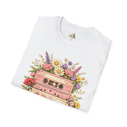 Retro Floral Cassette T-Shirt — Mix Tape Design for Music Lovers (Light Weight Ulta Soft Tee)