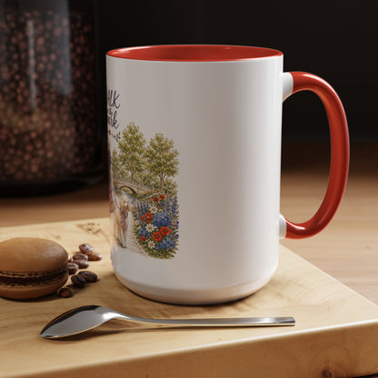 Walk in the Park girl with dog Mug | Accent coffee mug 11oz 15oz