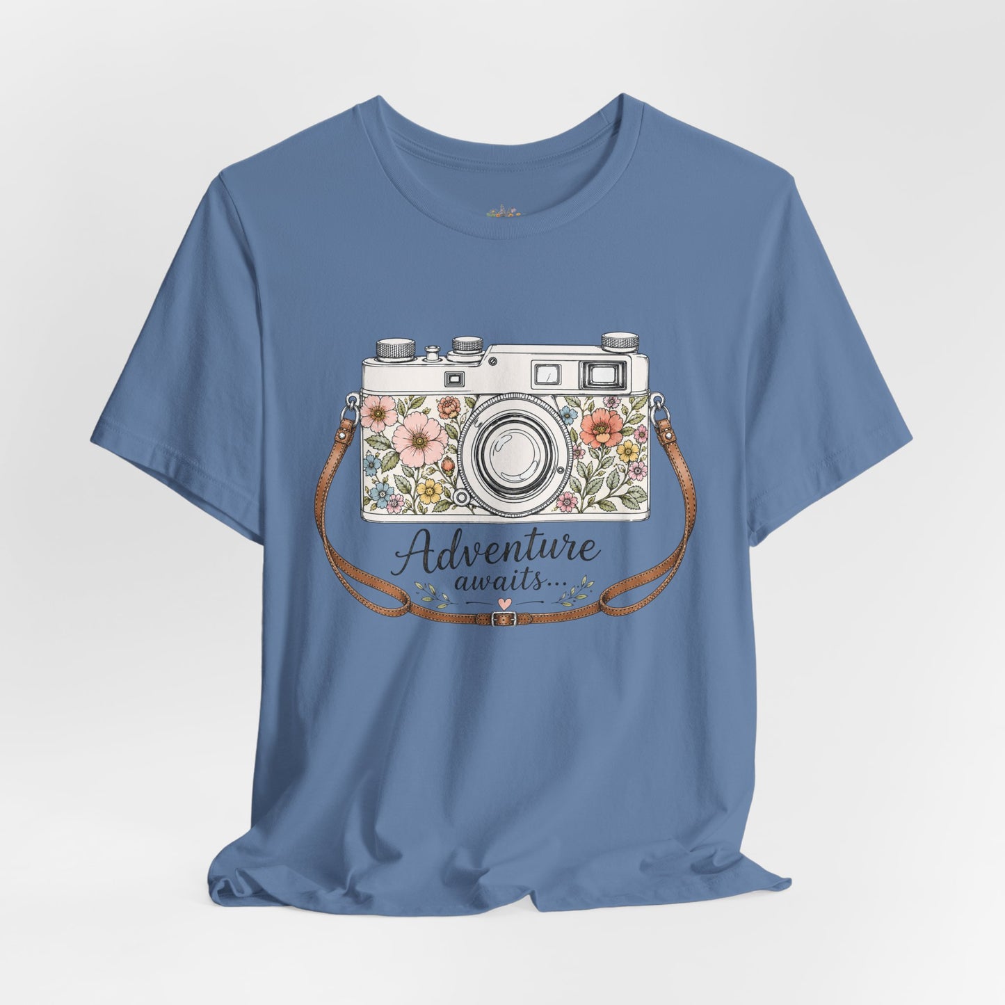 Floral Vintage Camera Adventure Awaits T-Shirt | Photography Travel Tee