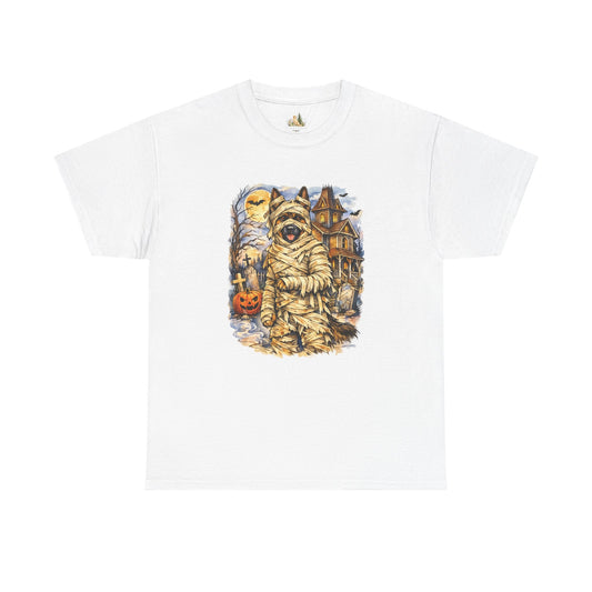 Unisex Mummy German Shepherd Halloween T-Shirt - What Tails Lurk Behind The Pines Collection (Heavy Weight Tee)