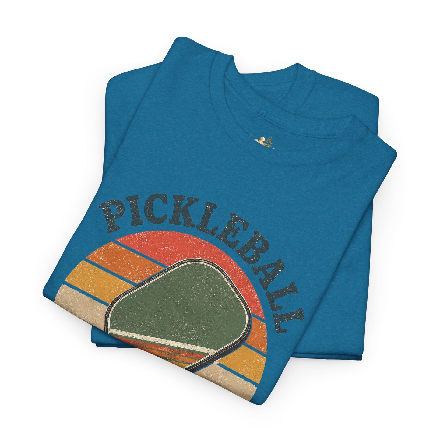 Pickleball Retro Paddle T-Shirt — Vintage Sunset Pickleball Tee (Heavy Weight Tee)