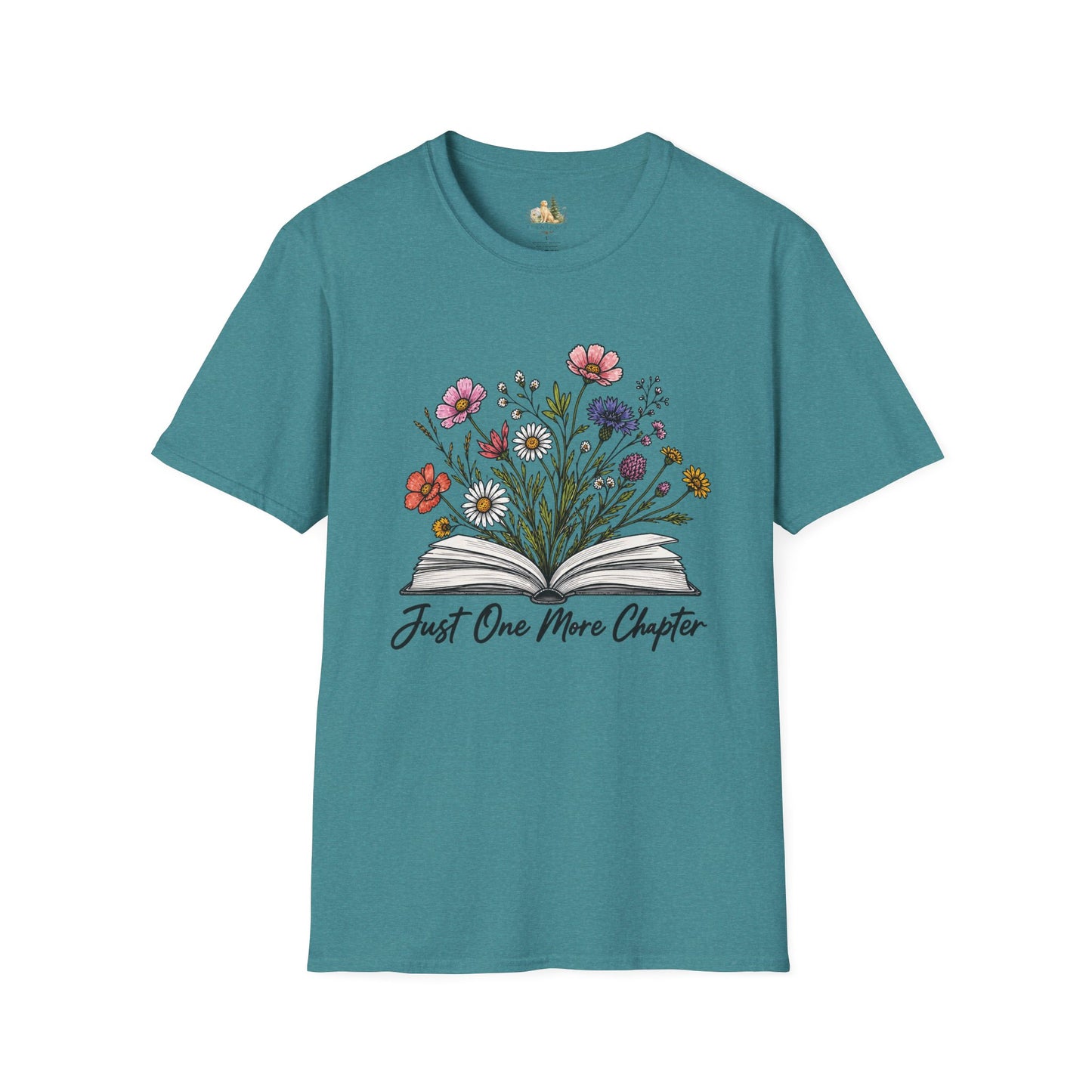 Floral Book Tee — “Just One More Chapter” Graphic T-Shirt