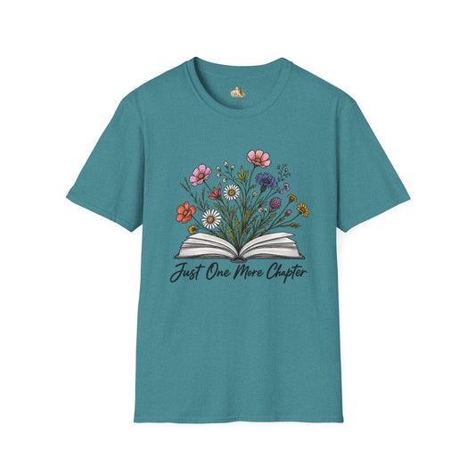Floral Book Tee — “Just One More Chapter” Graphic T-Shirt
