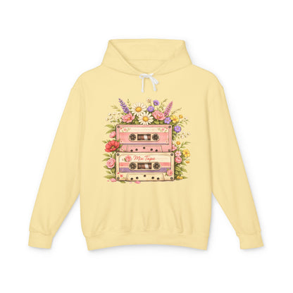 Vintage Cassette Floral Hoodie — Retro Tape 'Mix Tape' Sweatshirt