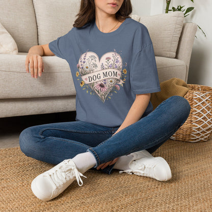Dog Mom Floral Heart T-Shirt (Light Weight, Ultra Soft)