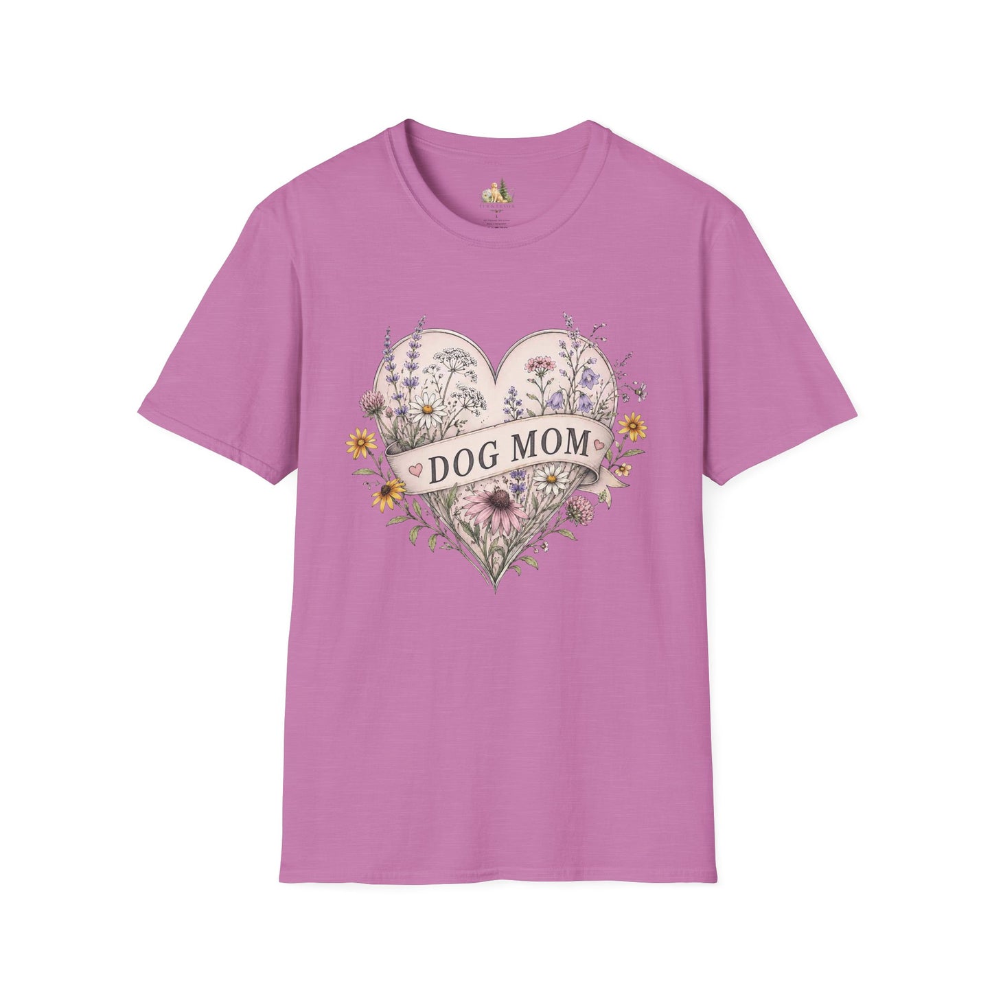 Dog Mom Floral Heart T-Shirt (Light Weight, Ultra Soft)