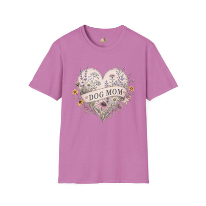 Dog Mom Floral Heart T-Shirt (Light Weight, Ultra Soft)