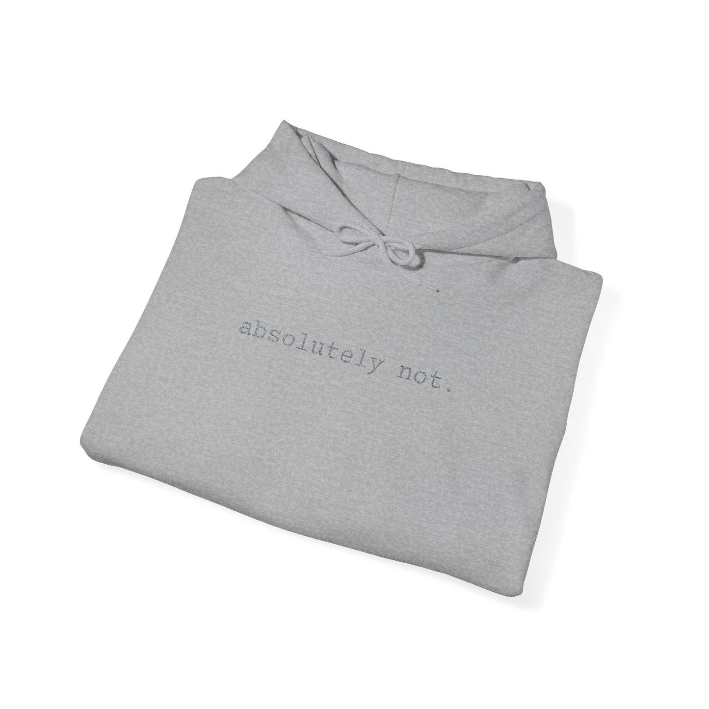 Minimal Embroidered 'absolutely not.' Hoodie - White Cozy Casual Sweatshirt